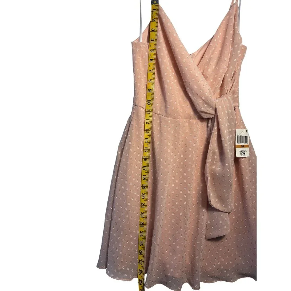 Blush - Rose Polka Dot Wrap Dress With Spaghetti Straps & Back Zipper - Picture 10 of 14